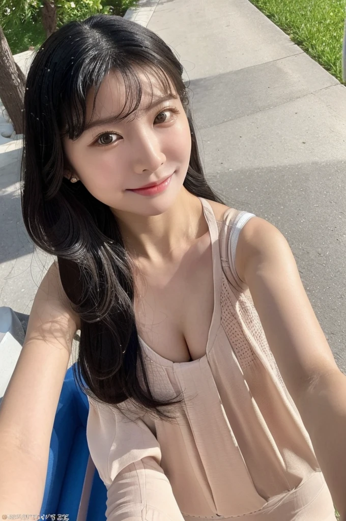 wearing micro bikini,(selfie shot:2), Emphasize the cleavage,medium chest,(EXTRA Close Up),from above, Top quality, 1 beautiful Japanese woman, ,high school student,(18 years old), Ultra-realistic capture, Highly detailed, High resolution 16k close-up of human skin. Skin texture must be natural, With such detail that pores can be finely identified. Skin should look healthy, In a uniform tone. Use natural light and color,