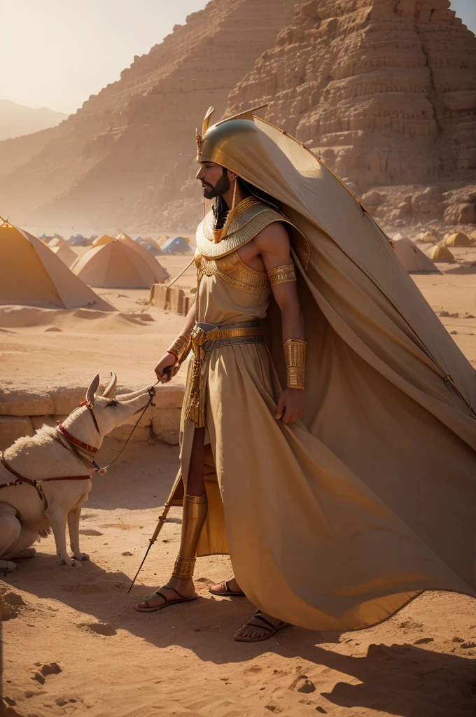 Create a biblical image from the time of the pharaoh of the land of Canaan populated with tents cinematic image 