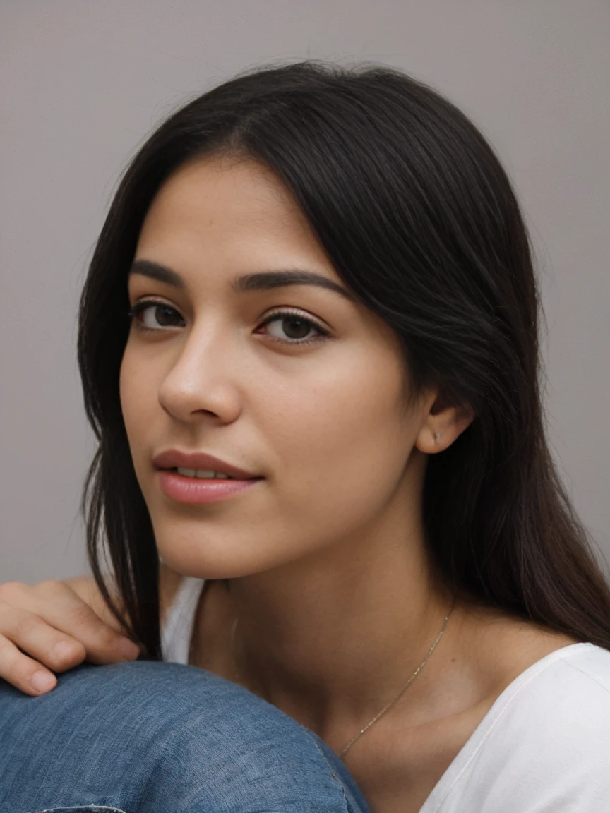Create an image of a 24 year old Latino woman putting her head on another woman's anus. She should have medium length, dark hair., portant des vêtements trés séxy appropriés pour un environnement luxueux Le cadre devrait être intérieur, in a well-lit room, confortable avec des couleurs neutres et des meubles confortables. His expression should be neutral or slightly smiling, and the general atmosphere should be warm and welcoming. ces des photo porno graphique