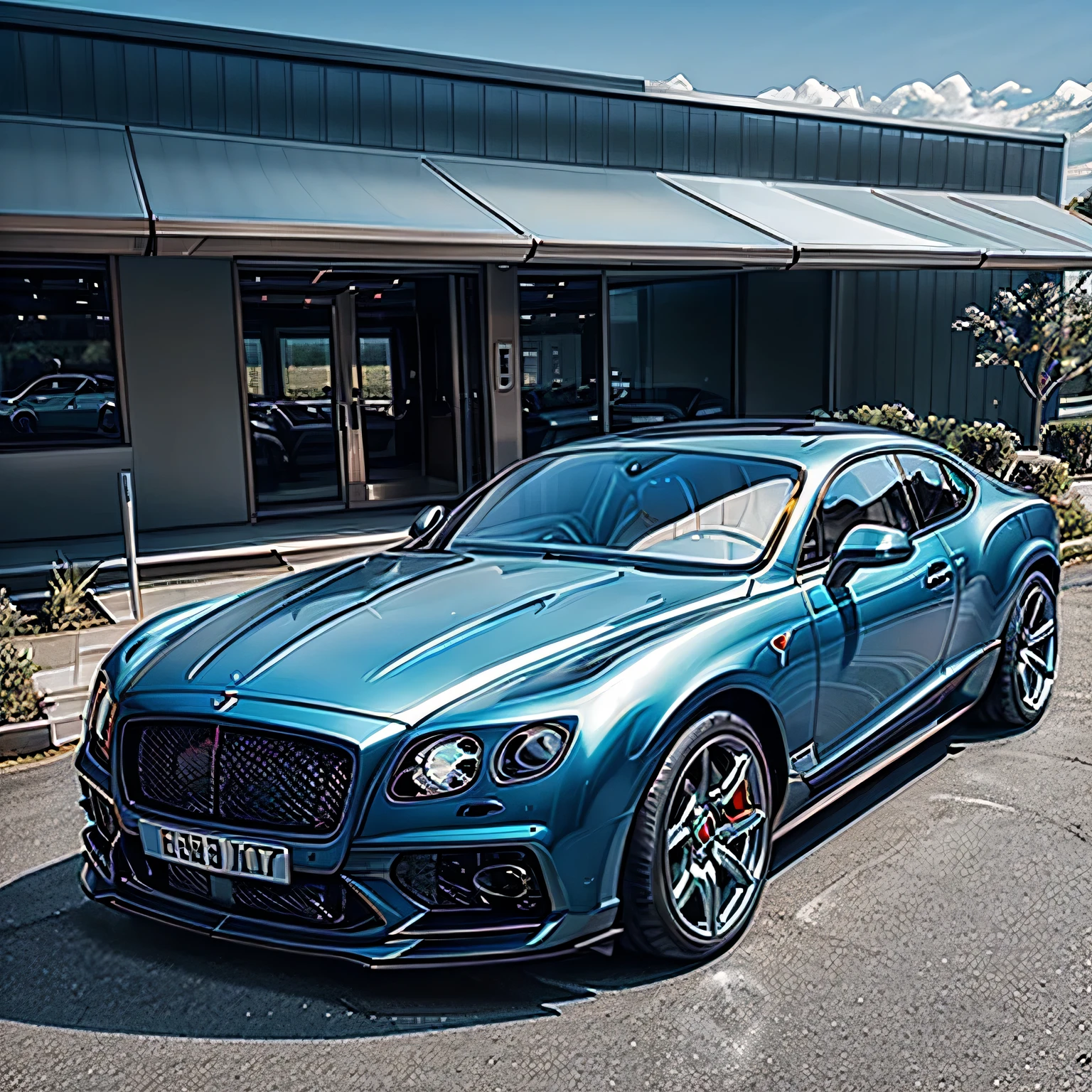 metalic blue Bentley luxury car,