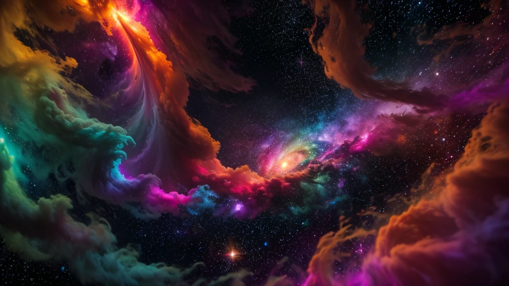 vizalise multicolored liquid smoke floating around in the multicolored stunning nebula mist galactical environment,vivid colors, warm color tones,sharp focus, depth of field, intricate details, lifelike textures,psychedelic, photorealistic,cinematic, realistic, uhd, hdr, 8k, 35mm film