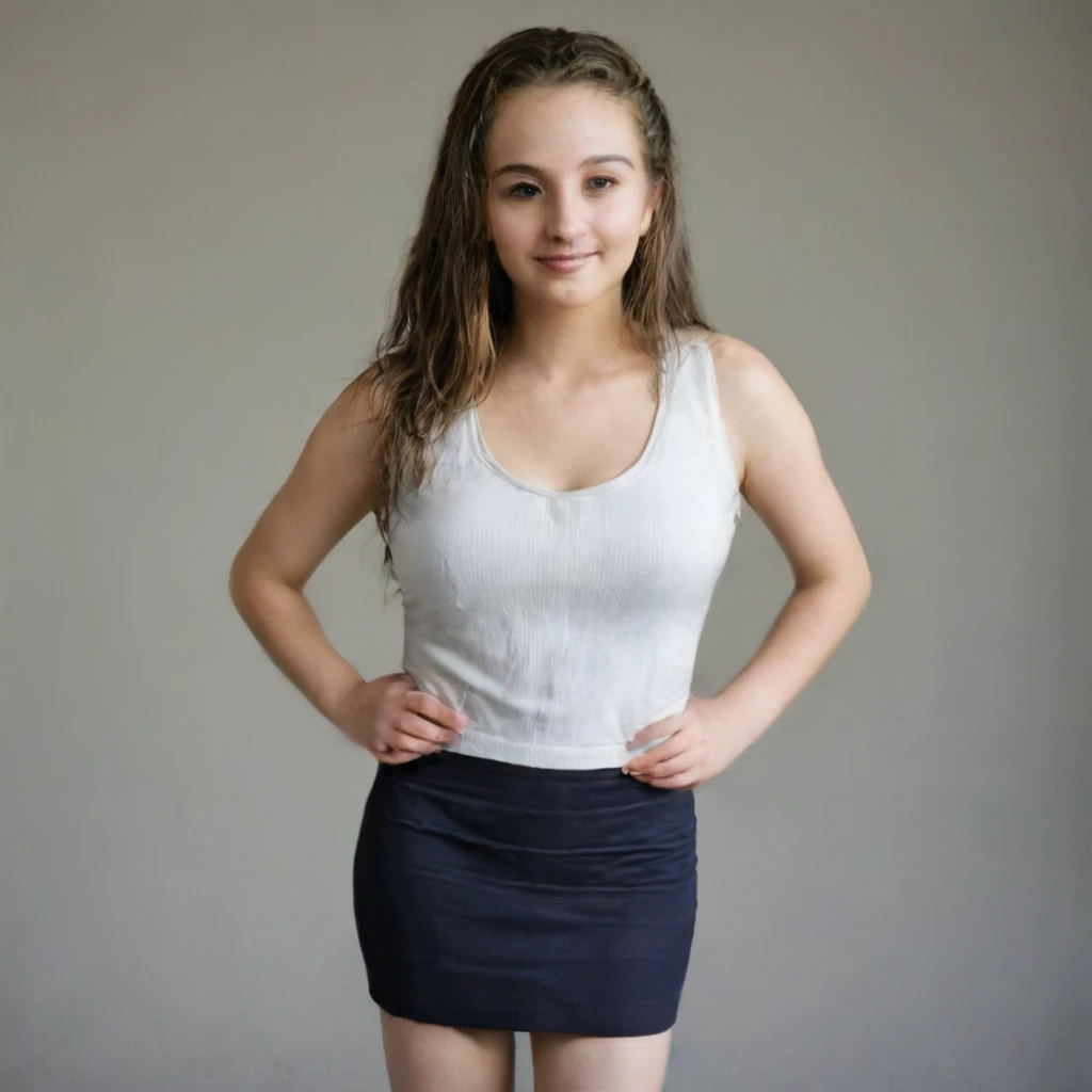 Girl, school clothes, lifting skirt, busty
