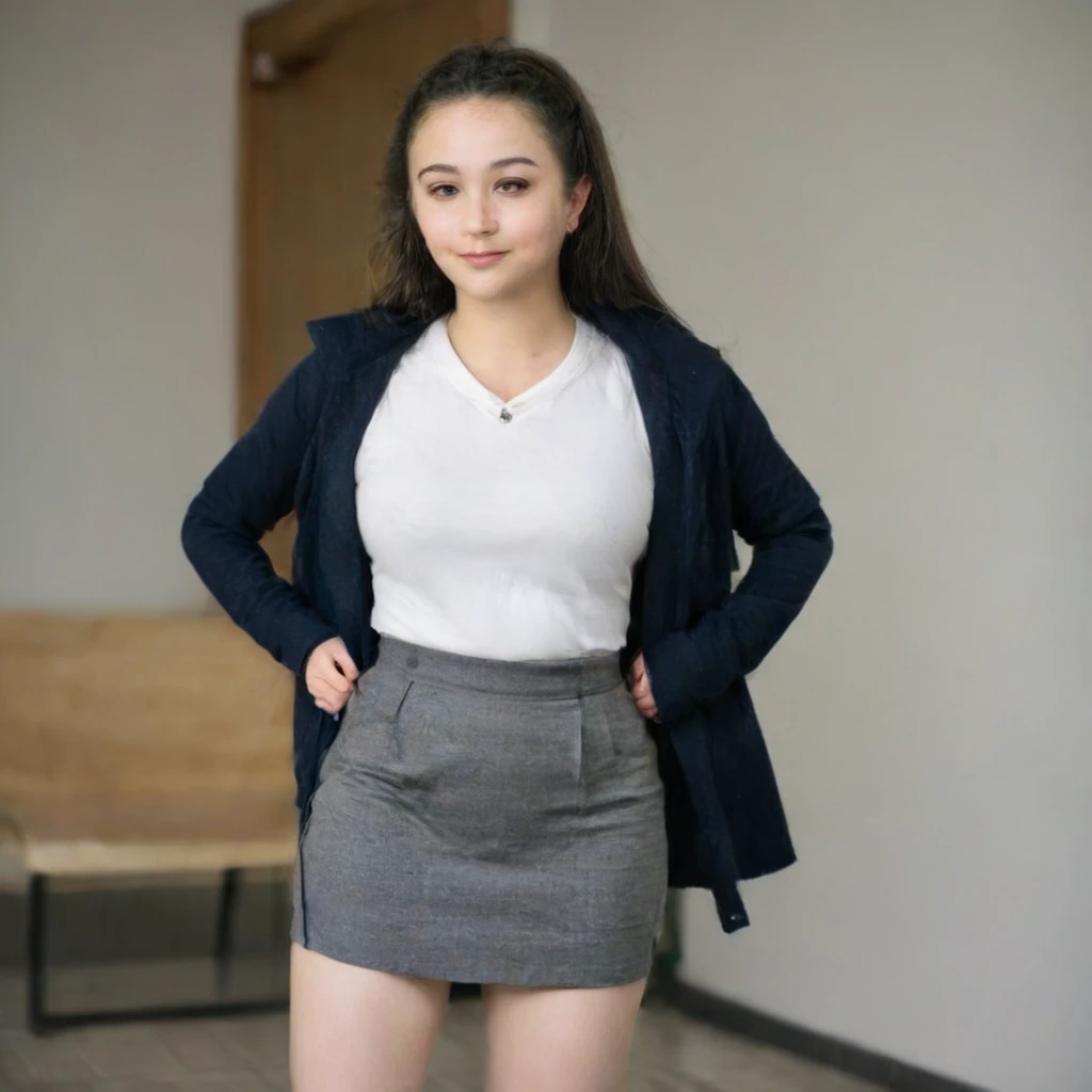 Girl, school clothes, lifting skirt, busty