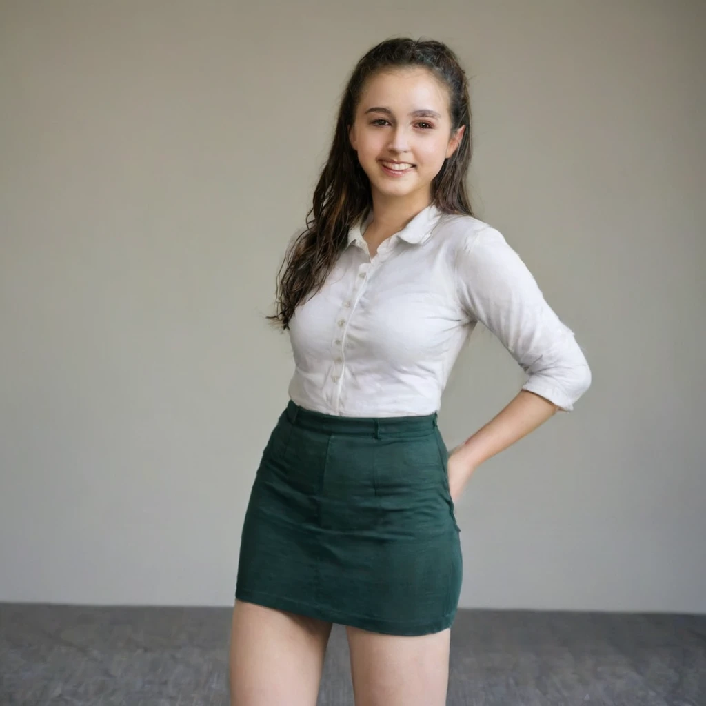 Girl, school clothes, lifting skirt, busty