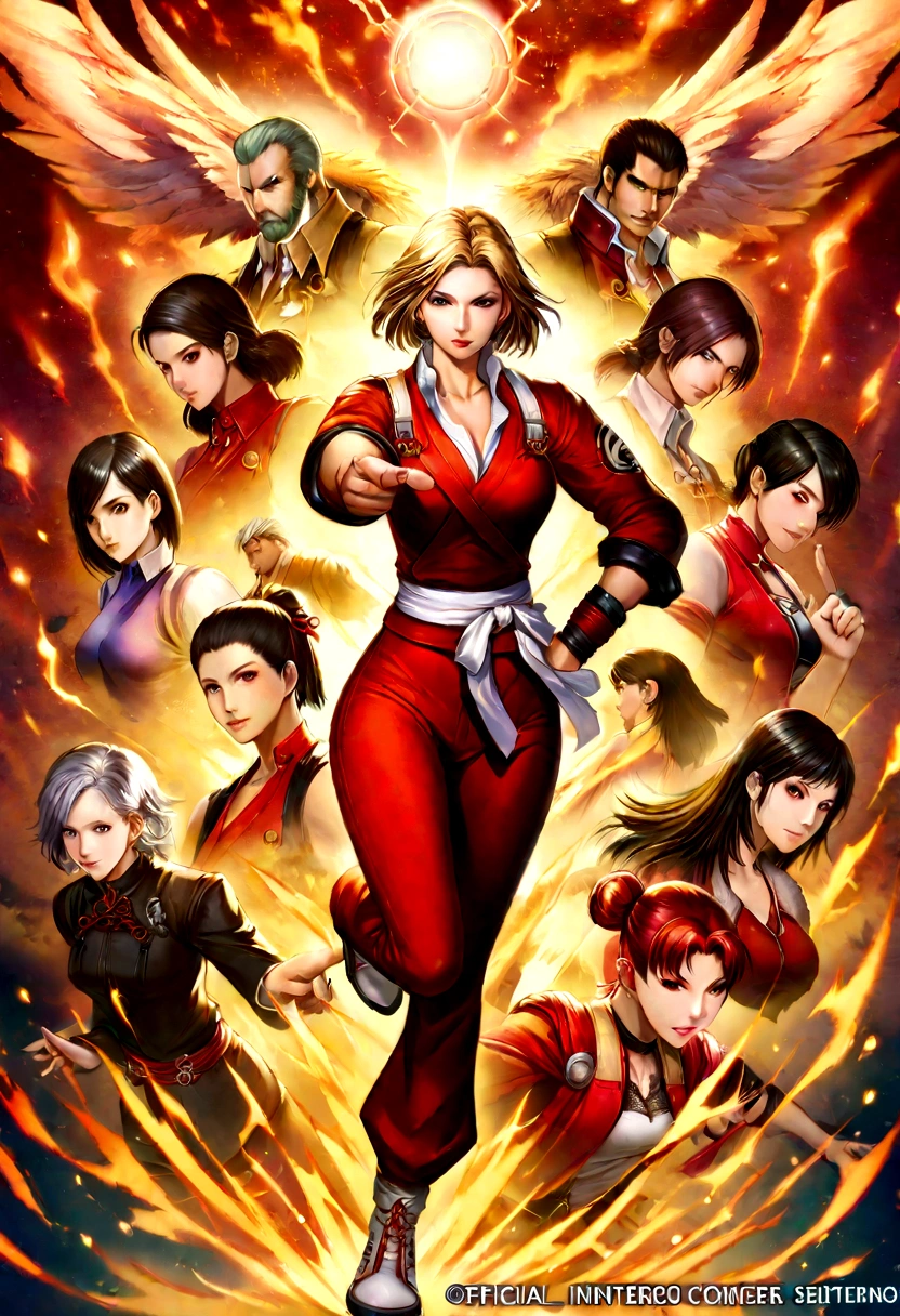 a close up of a person pointing a finger at something, character from king of fighters, fighting game character, official character art, as a character in tekken, official character illustration, yee chong silverfox, hq artwork, official art, character artwork, xqc, main character, annie leonhart, katana zero video game character, kate bishop, yun ling