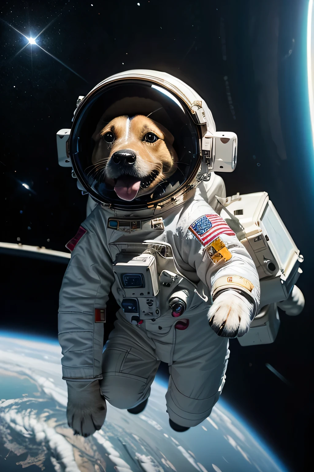Create a dog in space as an astronaut