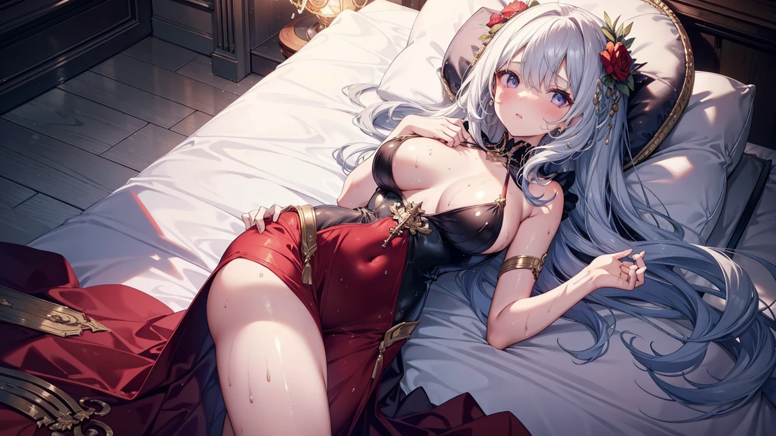 Sexy Sheer Colonial Dress, Perfect body, Clear chest, Well-defined collarbone, Surreal, lifelike, detailed, Perky transparent nipples, Wet clothes(whole body:1.1),cross,Holy,best quality,Large Breasts,Big Ass,No underwear