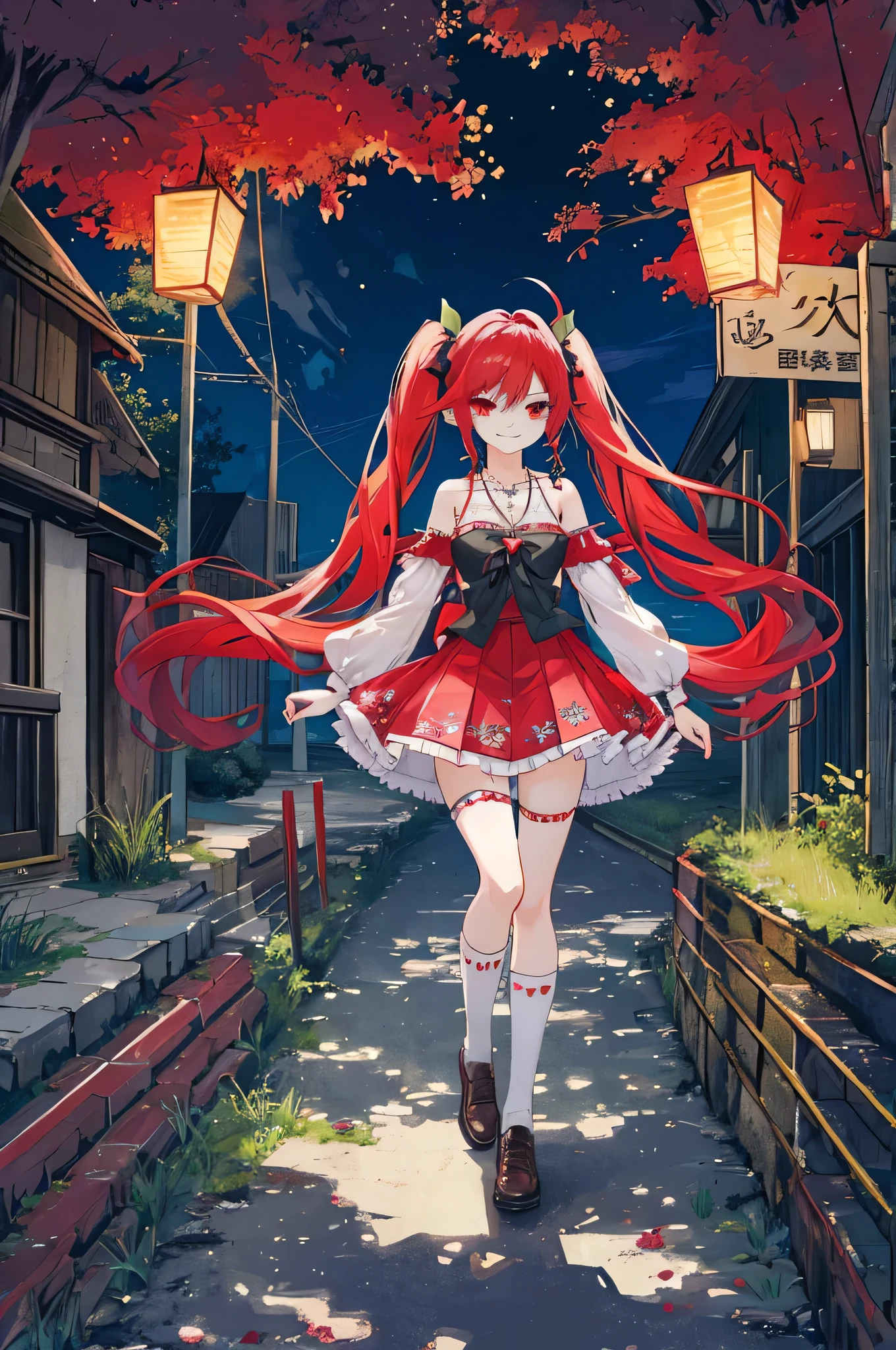 {{Eroge,Game CG,High quality game CG},{{{1girl in}}},{{masutepiece}}, {{{Best Quality}}}, {{Ultra-detailed}}, {{Illustration}},,{{magical }},brooches,,,, {{disheveled hair}},,Big hair, Gradient Hair,Small breasts,,,Drill Hair, {pocket watch},absurdly long hair, Dreadlocks, Red hair, Red hair,Red hair,Gradient Hair,((Evil smile)), v shaped_eyebrows, zettai_ryouiki,,,, floral print and pleated skirt. Add accessories like fringed earrings or a statement necklace.、Complete the look. Gather on the grassland with adventurers,burning city background,((Shoulders and arms are exposed)),(Evil smile),Furious,(Evil smile),(loli girl),i girl),Jeweke red eyes,(Arms Exposed),((high twintails)),twintails, girl,((full body)),angry,burning city,turn around to look at me,slender body,mini skirt,