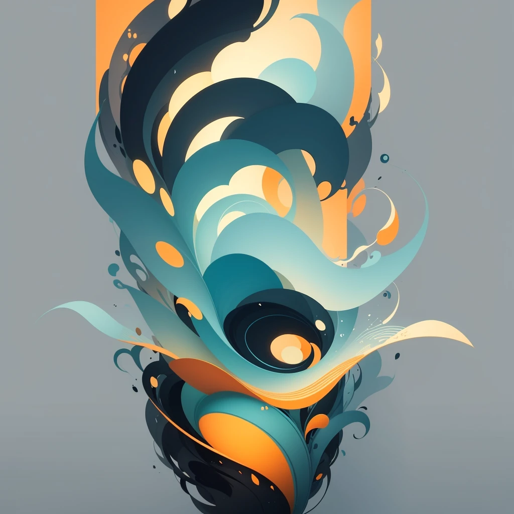 Chinese landscape, abstract paintings, Zen, Amy Sol style, With a cover art of light abstraction, Simple vector art, Contemporary Chinese art, Gradient of color, Soft color palette, layered forms, Whimsical animation, The style is ethereal and abstract, textured,