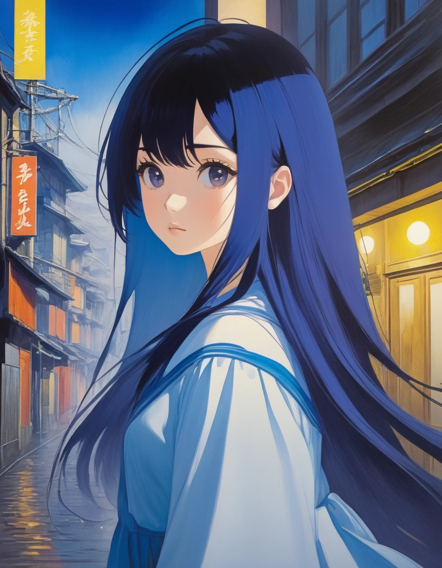 (inspired by art by Yukito Kishiro). oil painting)
