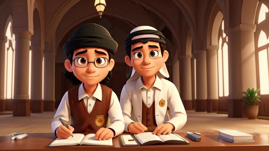 Seseorang berdiri di hadapan (Tulisan Muhammad dalam bahasa arab) di dalam masjid, terlihat jujur dan penuh penyesalan Detail, hdr, 2d anime, cartoon