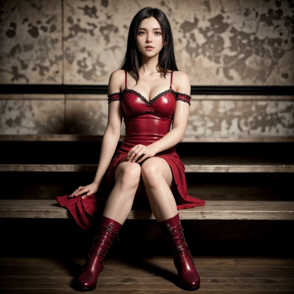 Tifa lockhart, (best quality,ultra-detailed,Realistic:1.37),beautiful detailed face,Perfect symmetry,perfectly shaped body,Perfect makeup,vivid colors,studio lighting