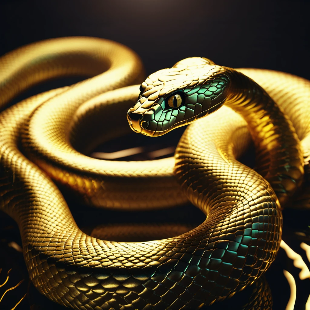 gold snake, cinematic lighting