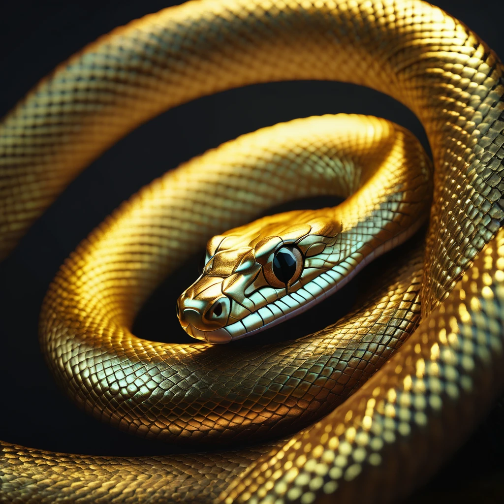 gold snake, cinematic lighting