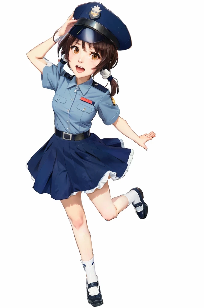 anime girl in uniform jumping with her hands up, anime moe artstyle, jk uniform, marin kitagawa fanart, !!full body portrait!!, fubuki, girl wearing uniform, kantai collection style, mihoyo art style, full body portrait of a short!, gapmoe yandere, anime maid ss military, officer, yandere. tall, various pose