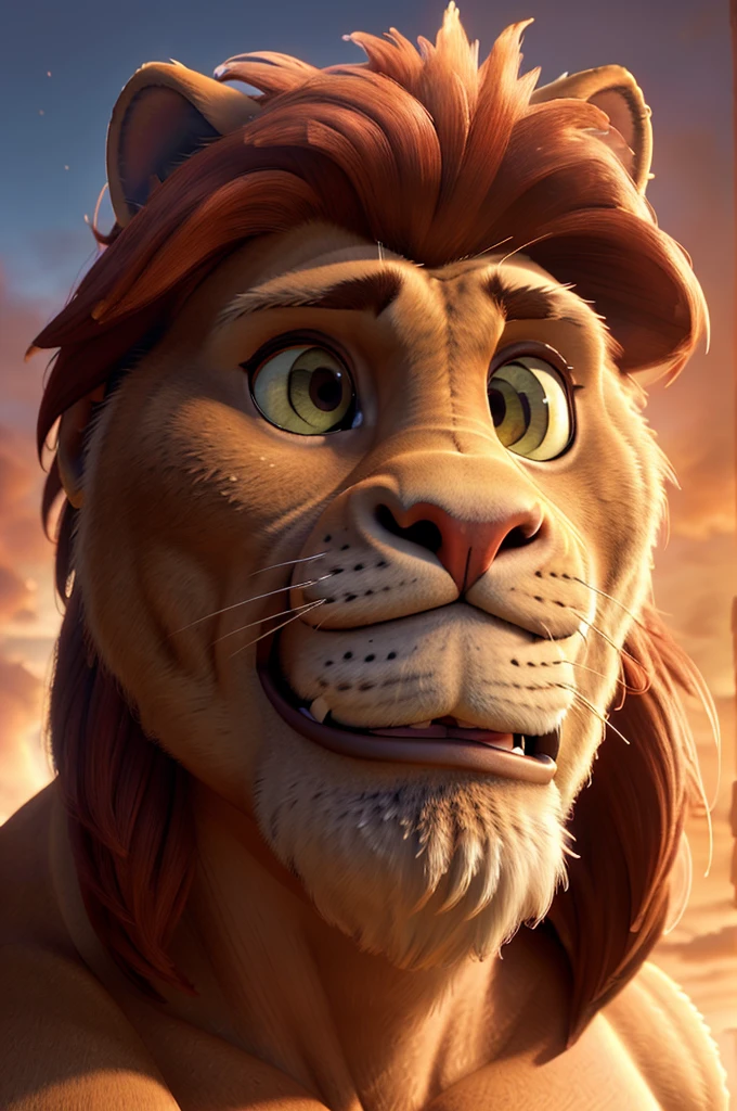 muscular lion, giant muscular lion, lion with gigantic biceps, fairytale style, fantasy animal, (best quality,4k,8k,highres,masterpiece:1.2),ultra-detailed,(realistic,photorealistic,photo-realistic:1.37),extremely detailed musculature, extremely detailed facial features, beautiful detailed eyes, beautiful detailed nose, beautiful detailed mouth, intricate details, cinematic lighting, dramatic lighting, vibrant colors, cinematic composition, epic scale