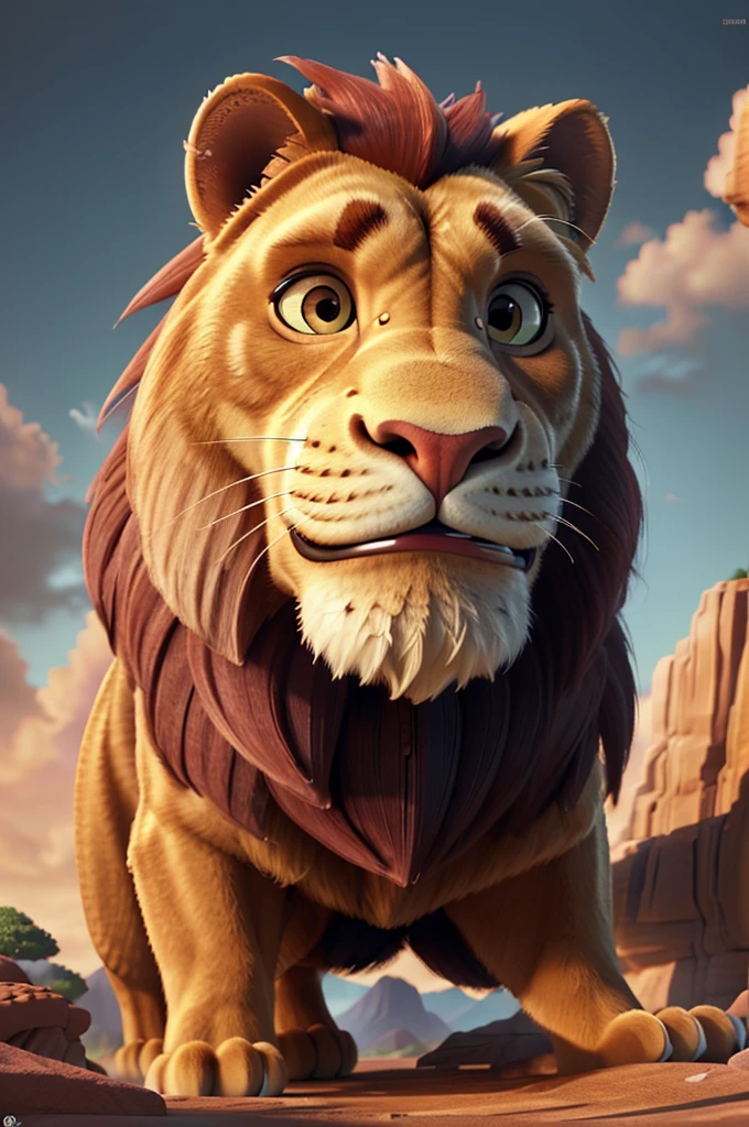 muscular lion, giant muscular lion, lion with gigantic biceps, fairytale style, fantasy animal, (best quality,4k,8k,highres,masterpiece:1.2),ultra-detailed,(realistic,photorealistic,photo-realistic:1.37),extremely detailed musculature, extremely detailed facial features, beautiful detailed eyes, beautiful detailed nose, beautiful detailed mouth, intricate details, cinematic lighting, dramatic lighting, vibrant colors, cinematic composition, epic scale