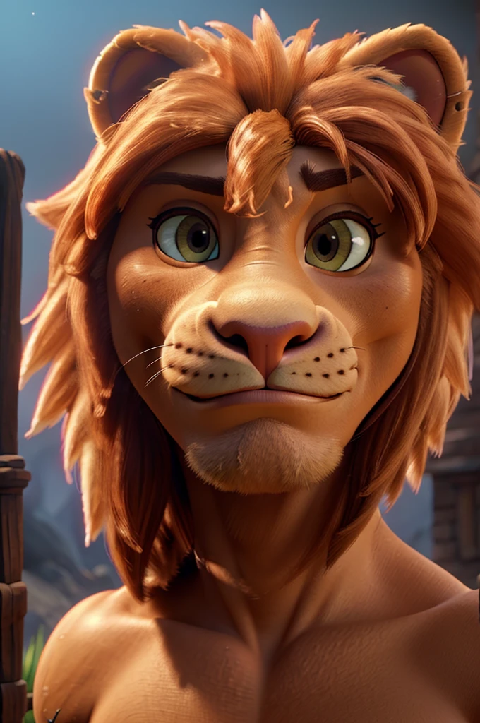 muscular lion, giant muscular lion, lion with gigantic biceps, fairytale style, fantasy animal, (best quality,4k,8k,highres,masterpiece:1.2),ultra-detailed,(realistic,photorealistic,photo-realistic:1.37),extremely detailed musculature, extremely detailed facial features, beautiful detailed eyes, beautiful detailed nose, beautiful detailed mouth, intricate details, cinematic lighting, dramatic lighting, vibrant colors, cinematic composition, epic scale