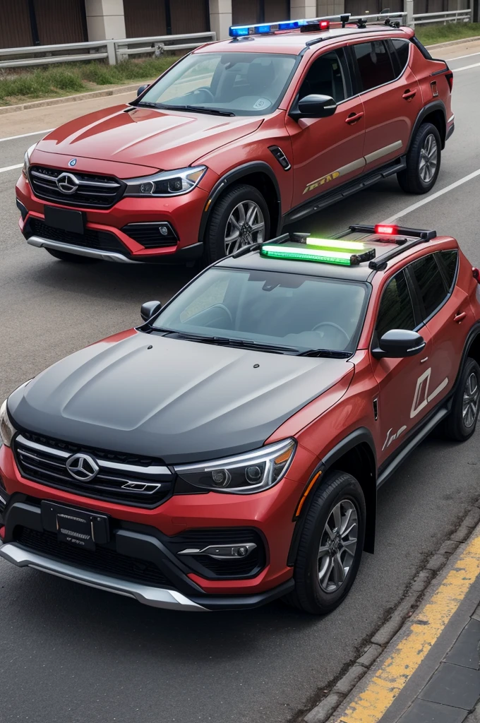 Make a vehicle using the L200 car, cores preta e vermelho escuro, named UNITED POLICE CENTER, na viatura