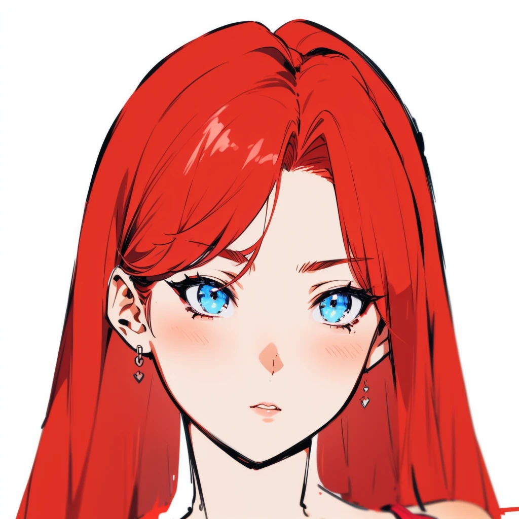 anime, refsheet, girl, anime styled, character is design, 2d, girl, ,red hair, , sexy, anime blue eyes