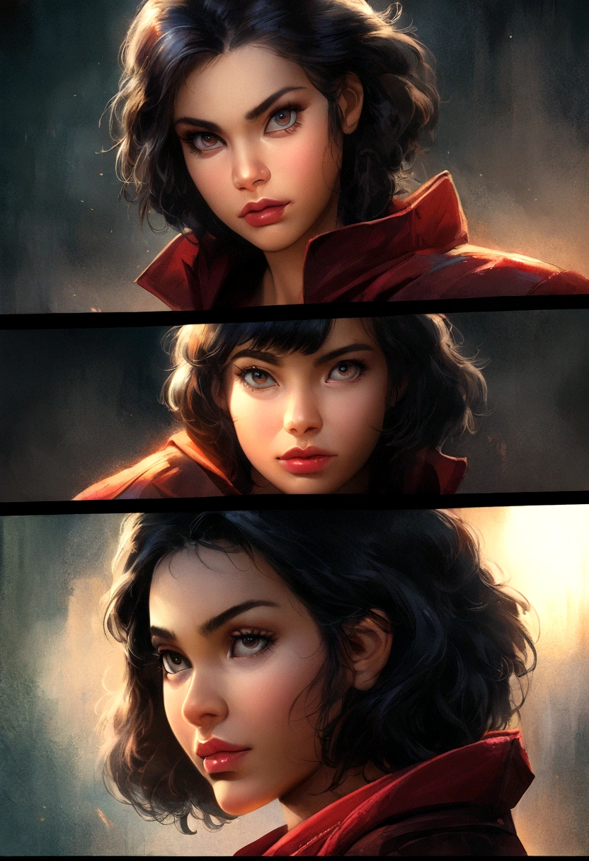 a middle-aged woman with short hair, martial artist, in the style of Chris Claremont, (comic book), X-men, contemporary, comic book art, realistic, detailed portrait, striking pose, intense expression, intricate costume design, dramatic lighting, moody atmosphere, vibrant colors, cinematic composition