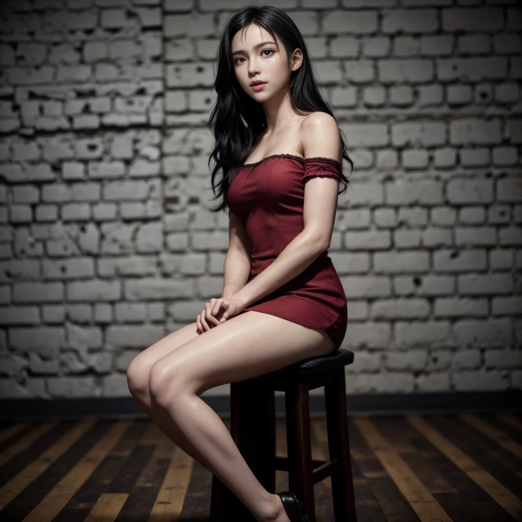 Tifa lockhart, (best quality,ultra-detailed,Realistic:1.37),beautiful detailed face,Perfect symmetry,perfectly shaped body,Perfect makeup,vivid colors,studio lighting