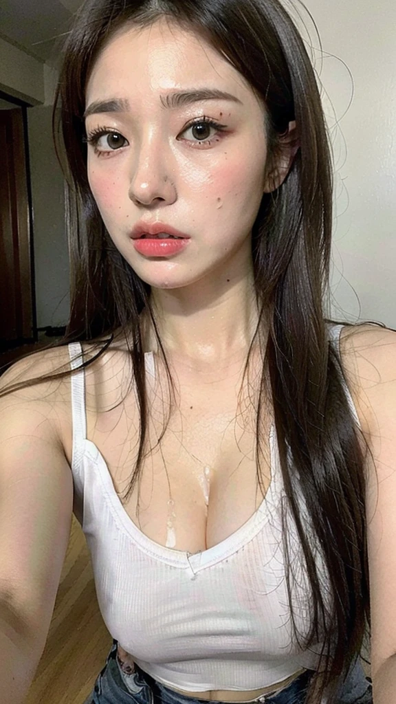 ((1girl)), in naked, instant camera flash, pose at Gym, makeup with glossy lip, medium round breasts, (naked:1.4), various angle, 22 years old, Beautiful Chinese Girl, standing pose, (nsfw:1.4), (face focus), (realistic skin tone), closed up