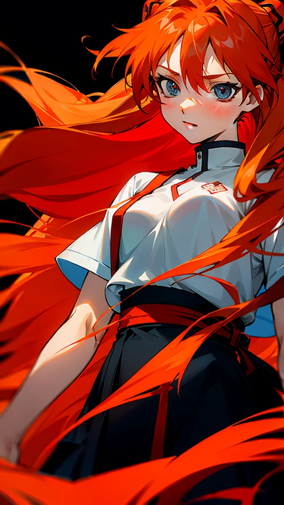  anime with long red hair and a white shirt, Asuka Langley sohryu, Asuka Langley soryu, Asuka Langley, Asuka Langley souryuu, protagonista feminina 👀 :8, portrait of Asuka Langley soryu, terno asuka sob a roupa!, blonde  anime with long hair, menino anime de cabelo laranja, (Menina anime)