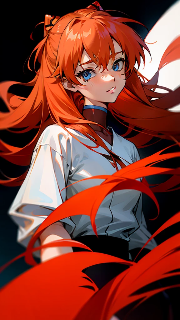  anime with long red hair and a white shirt, Asuka Langley sohryu, Asuka Langley soryu, Asuka Langley, Asuka Langley souryuu, protagonista feminina 👀 :8, portrait of Asuka Langley soryu, terno asuka sob a roupa!, blonde  anime with long hair, menino anime de cabelo laranja, (Menina anime)