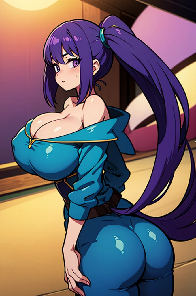 Transforms Xenovia into a Pokémon character and land leader big breasts and butt lots of clothes long white and purple hair