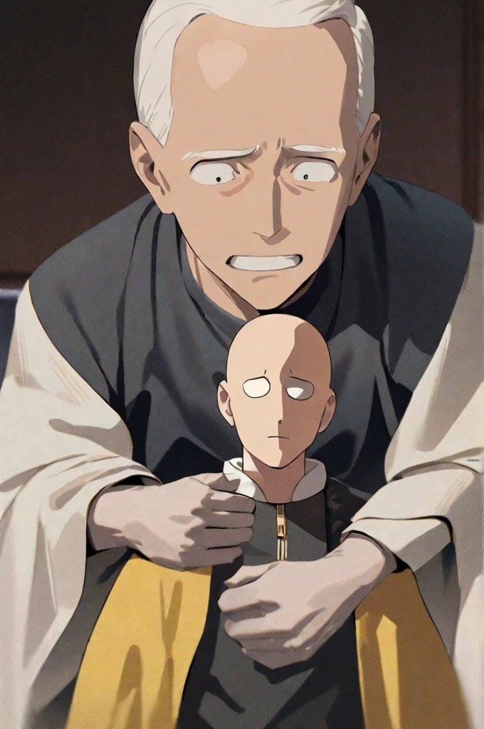 ((Best quality)), ((masterpiece)), (detailed), Saitama hits President Biden with an unwavering face