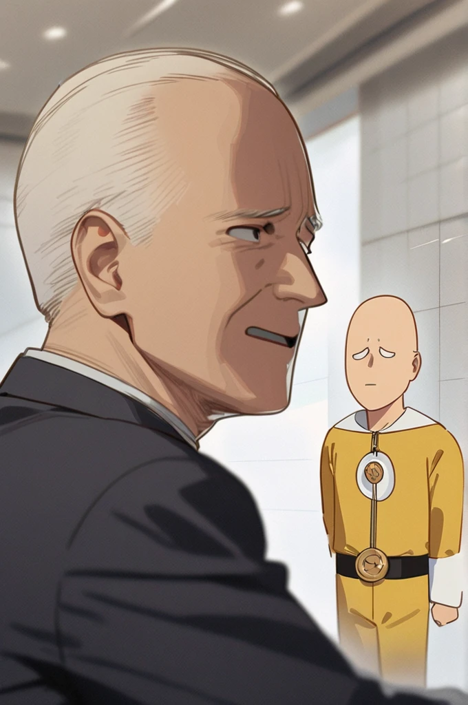 ryomen sukuna from jujutsu kaisen with brown hair and a black beanie hat fighting a bald man WITHOUT A HAT anime
