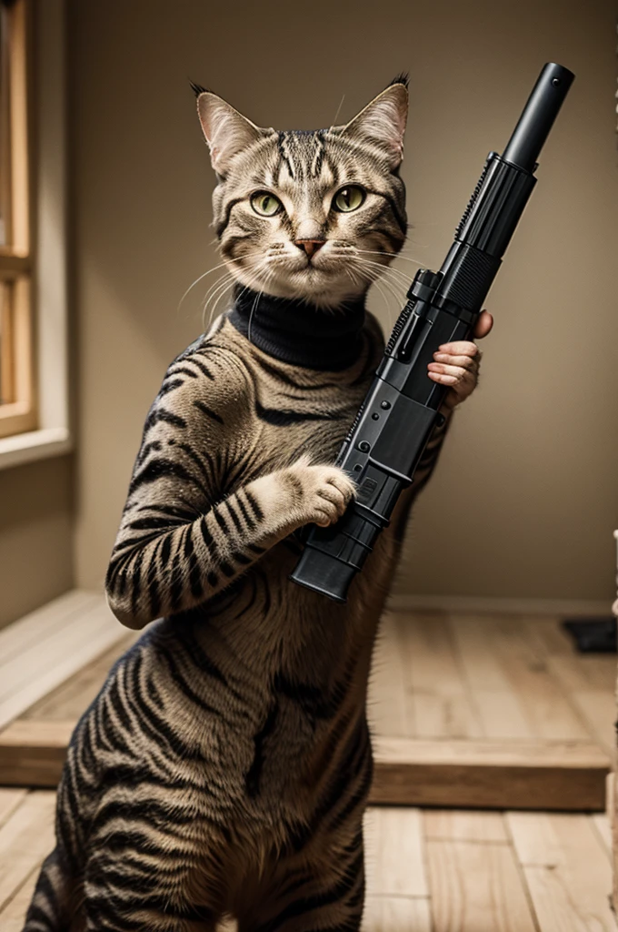 Cat with gun
