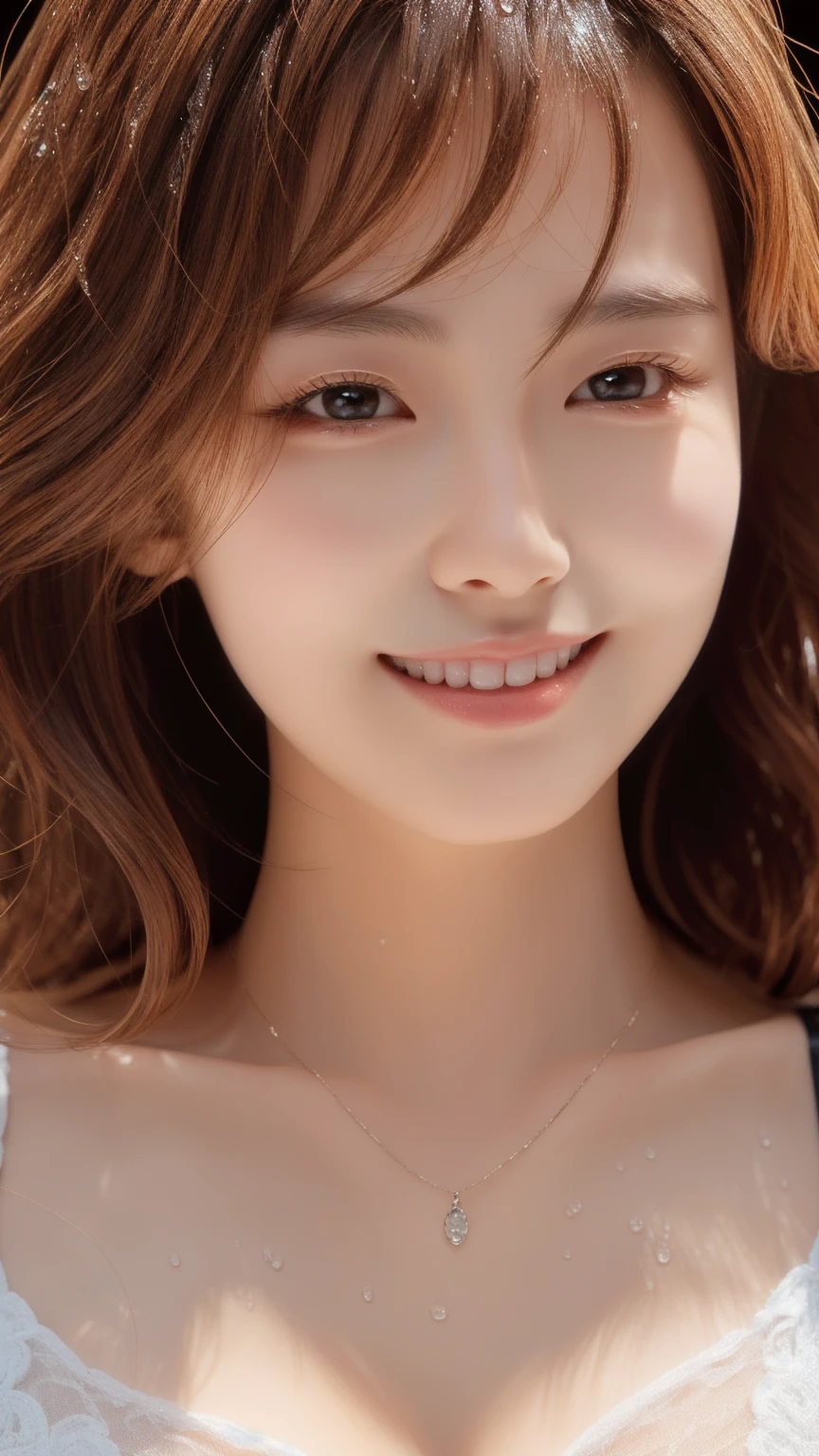 Highest quality, (beautiful)、Micro Bikini、Soft 、Close-up、smile、I take a shower