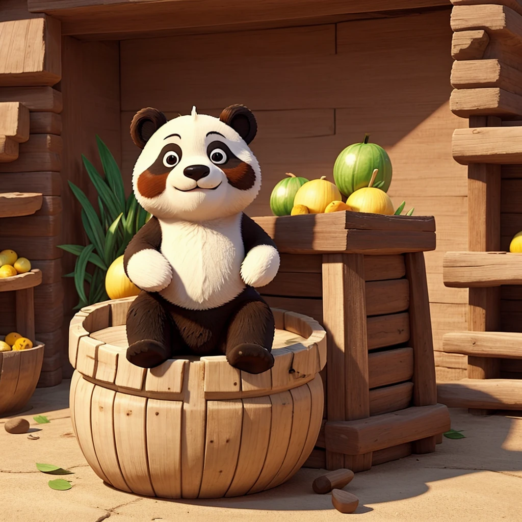 Un oso panda con sus panditas 