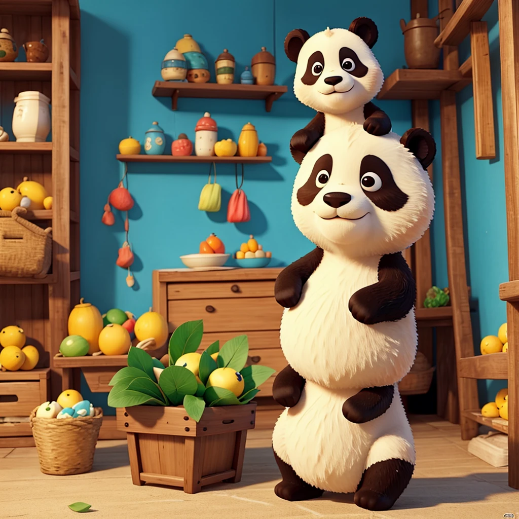 Un oso panda con sus panditas