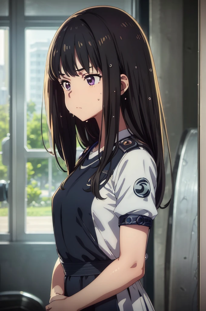 (wearing ,gym uniform:1.3),{{gym uniform:see through:1.5}},{{be wet in the body,water immersion,steam,sweat:1.3}}, Top quality, 1 beautiful Japanese woman, teen,high school student,(18 years old),medium hair, (Black hair:1.2), Ultra-realistic capture, Highly detailed, High resolution 16k close-up of human skin. Skin texture must be natural, With such detail that pores can be finely identified. Skin should look healthy, In a uniform tone. Use natural light and color,
