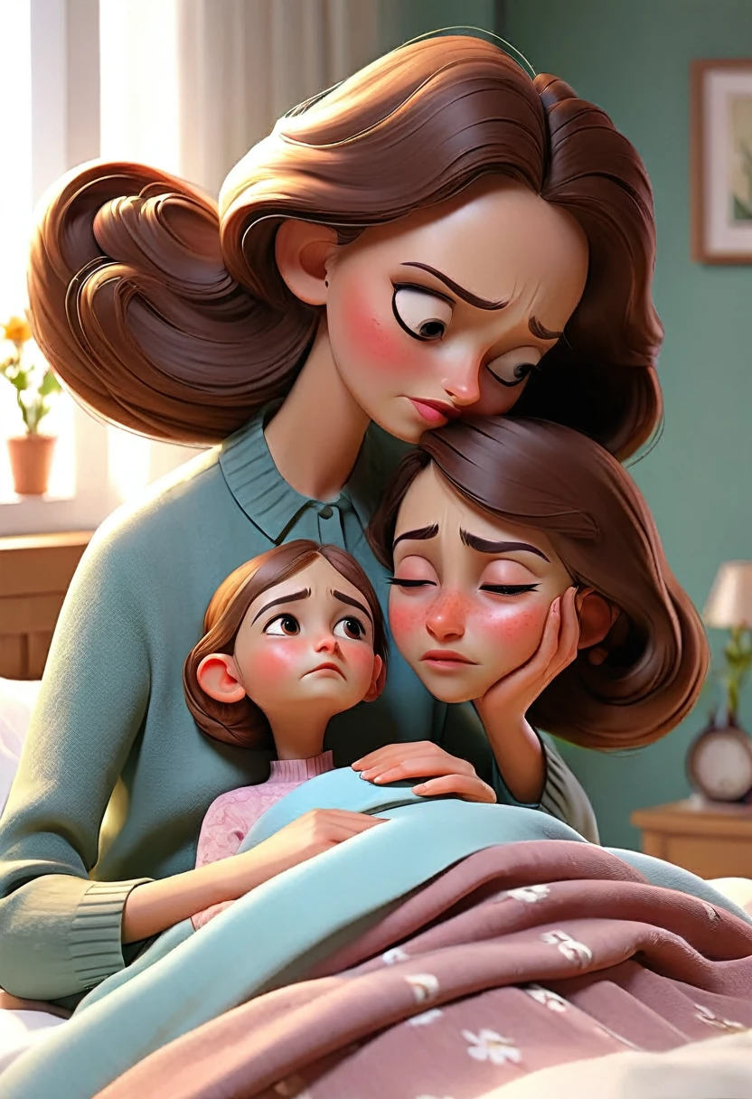 Daughter taking care of her mother who is very very very sick 