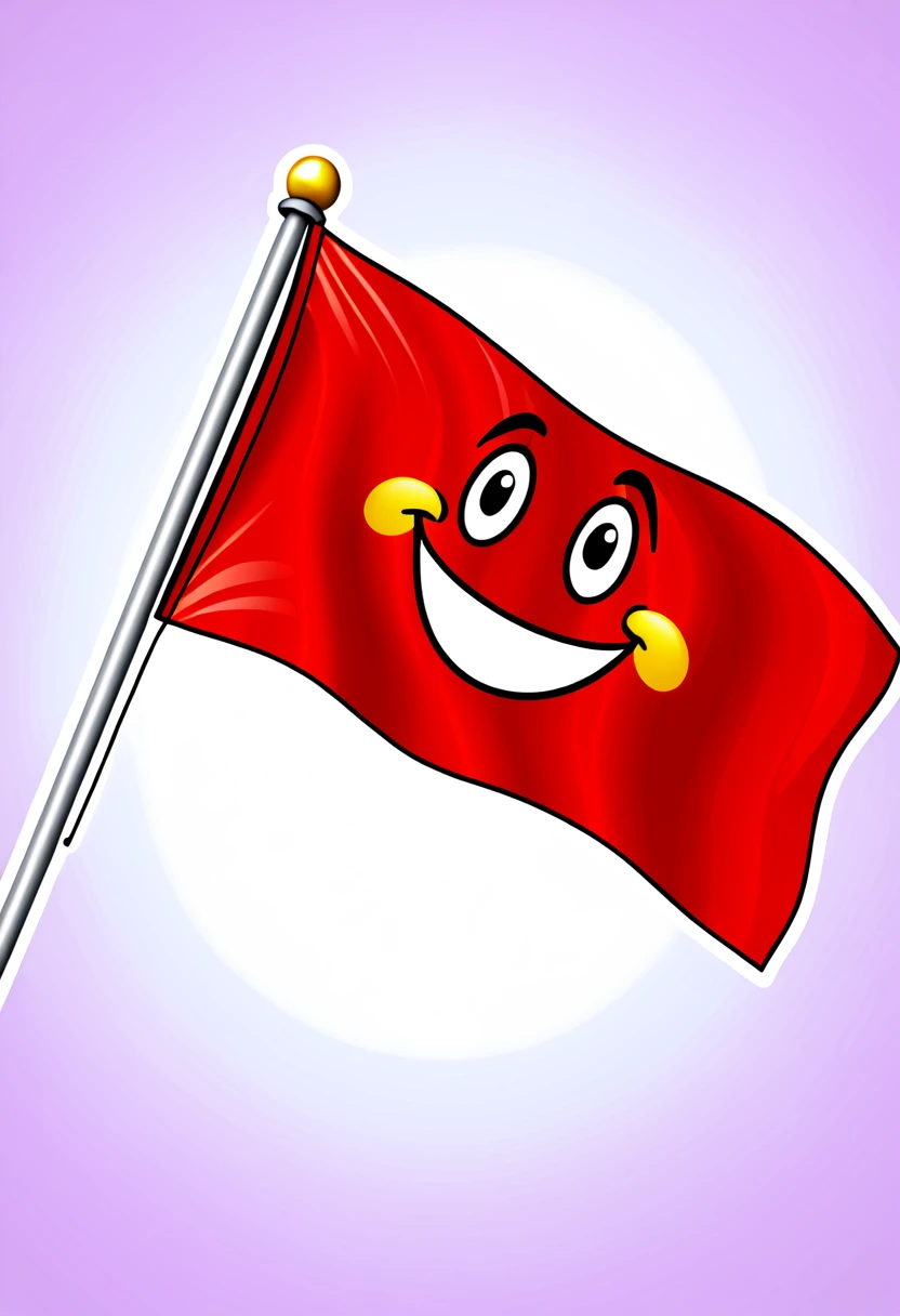 red flag, waving flag, decorated, smiling emoticon >:P