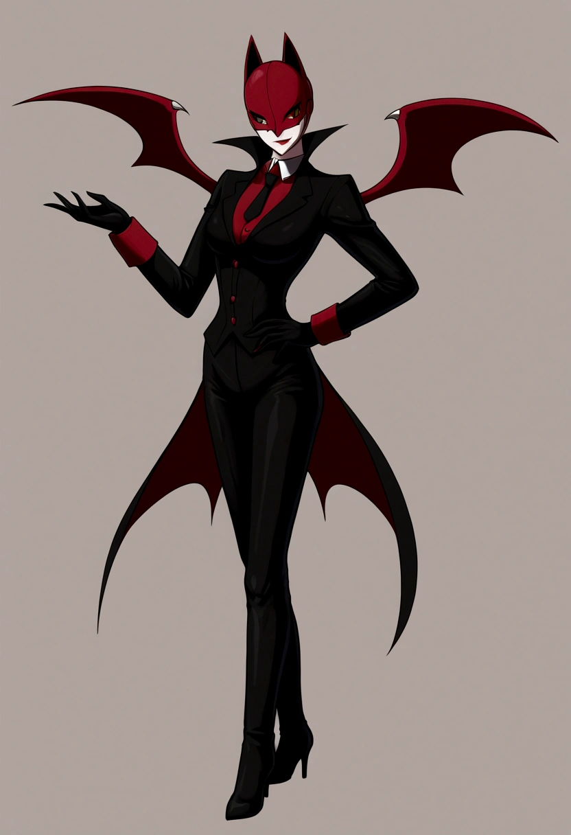 Bat woman, vampire woman, sorriso malicioso, sangue escorrendo na boca, villain woman, asas de morcego, beaury, corpo farto, linda, asiatica, Full body, original character