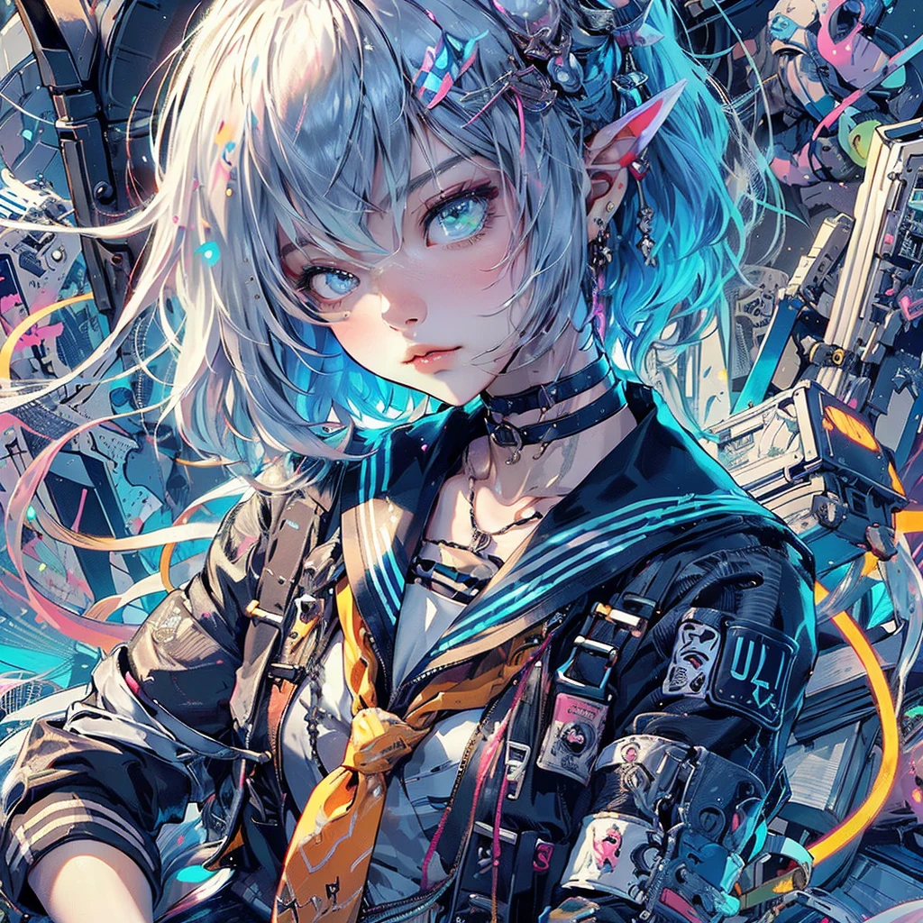 a woman sitting on top of a box next to a cat, artstyle : ilya kuvshinov, shiny colorful, sexy girl wearing shorts, black jeans, medibang, characters merged, anime like
