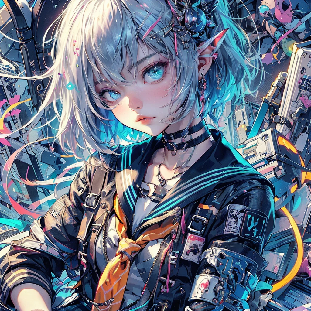 a woman sitting on top of a box next to a cat, artstyle : ilya kuvshinov, shiny colorful, sexy girl wearing shorts, black jeans, medibang, characters merged, anime like