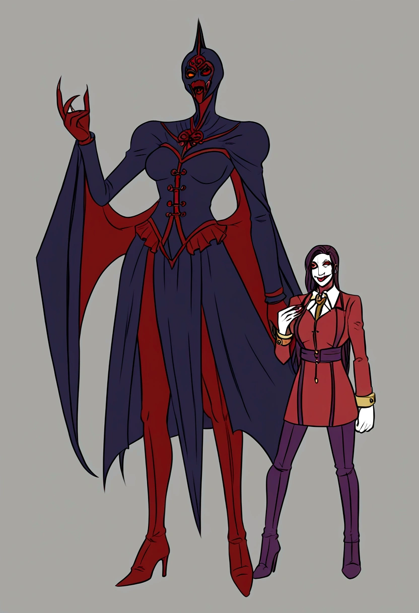 Bat woman, vampire woman, sorriso malicioso, sangue escorrendo na boca, villain woman, asas de morcego, beaury, corpo farto, linda, asiatica, Full body, original character
