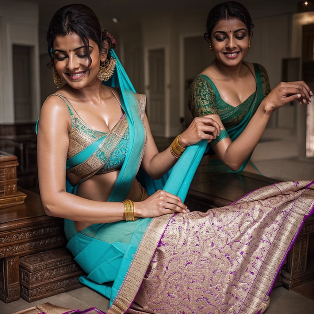 Lady eroticly removing saree