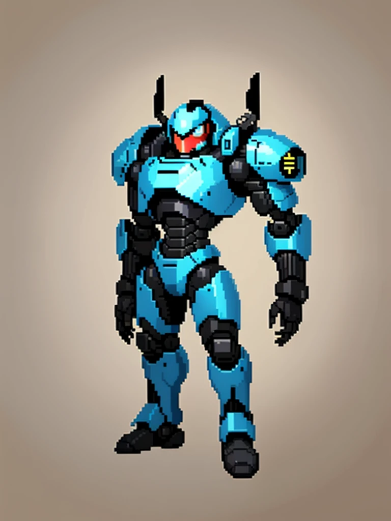 black armored robot, (Obra de arte, maximum quality, melhor qualidade), Pixel, Pixel art, 1 male android robot based on the terminator robot, sidescroller game character