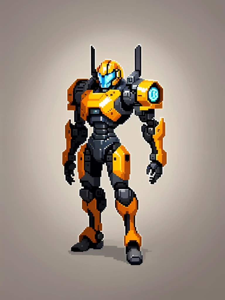 red amored robot, (Obra de arte, maximum quality, melhor qualidade), Pixel, Pixel art, 1 male android robot based on the terminator robot, sidescroller game character