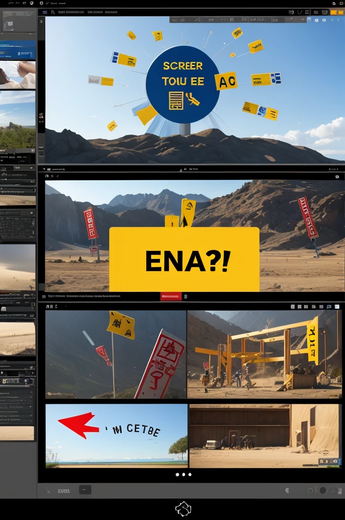 Create for me a picture of a screen with various exclamation symbols