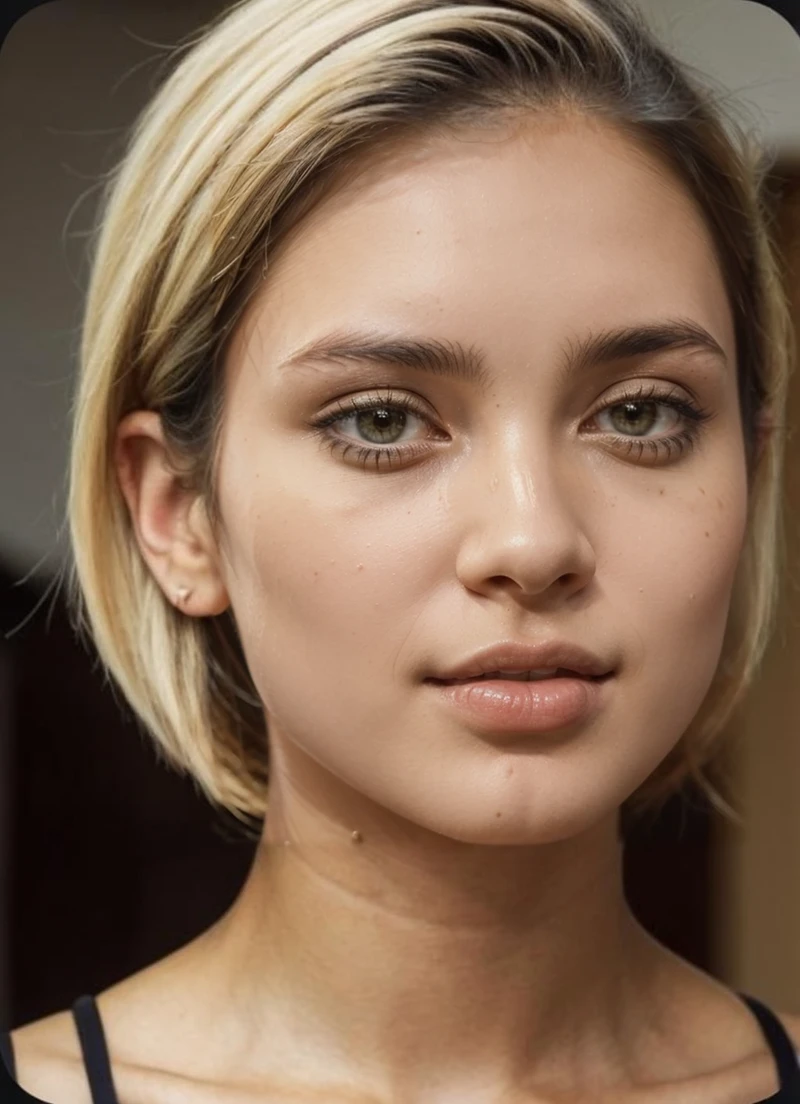 A slender, beautiful girl with ultra-textured skin, all details meticulously crafted, very realistic. She is standing in front of a computer displaying cryptocurrency charts and pointing at the quotes.