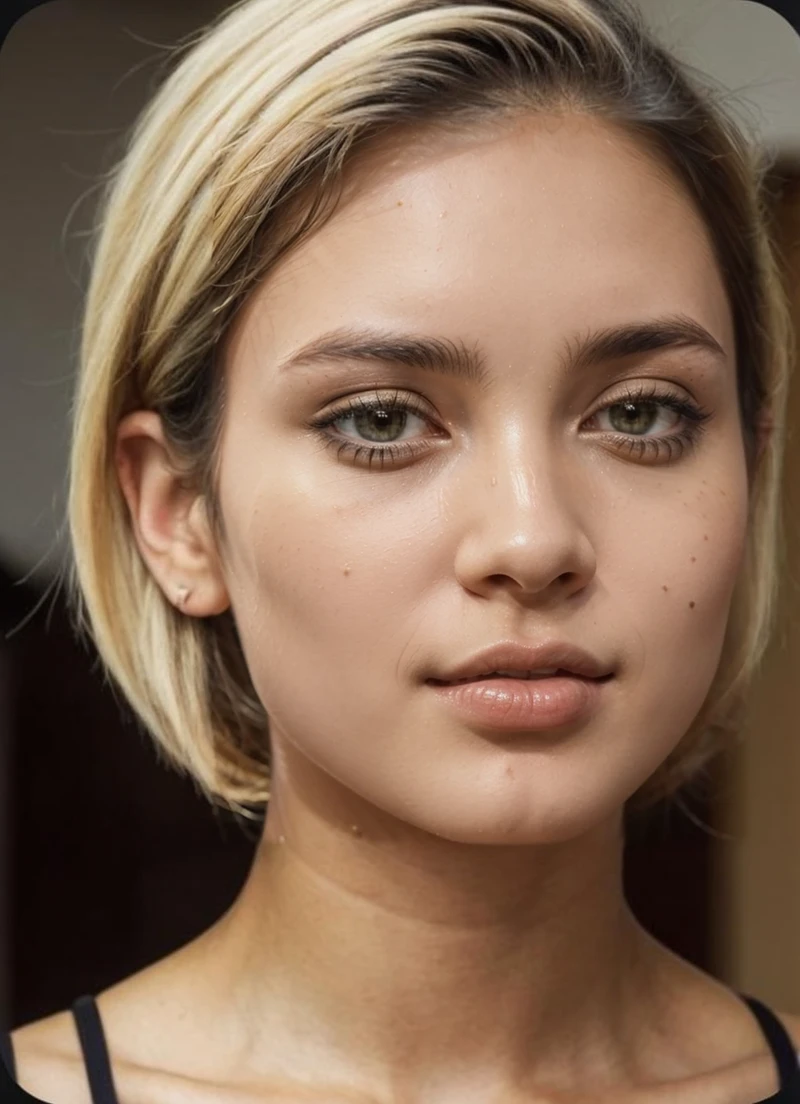 A slender, beautiful girl with ultra-textured skin, all details meticulously crafted, very realistic. She is standing in front of a computer displaying cryptocurrency charts and pointing at the quotes.