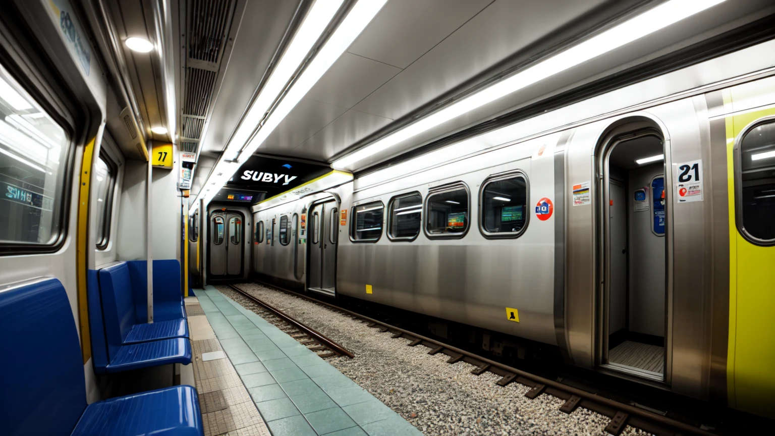 In a  future Subway Wagon internoir